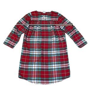 Lands Ends Nightgown Pajamas Girls Size 10 Red Plaid Flannel Holiday